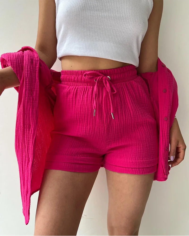 Adelie™ 2-delt Sæt i Bomuld – Skjorte og Shorts
