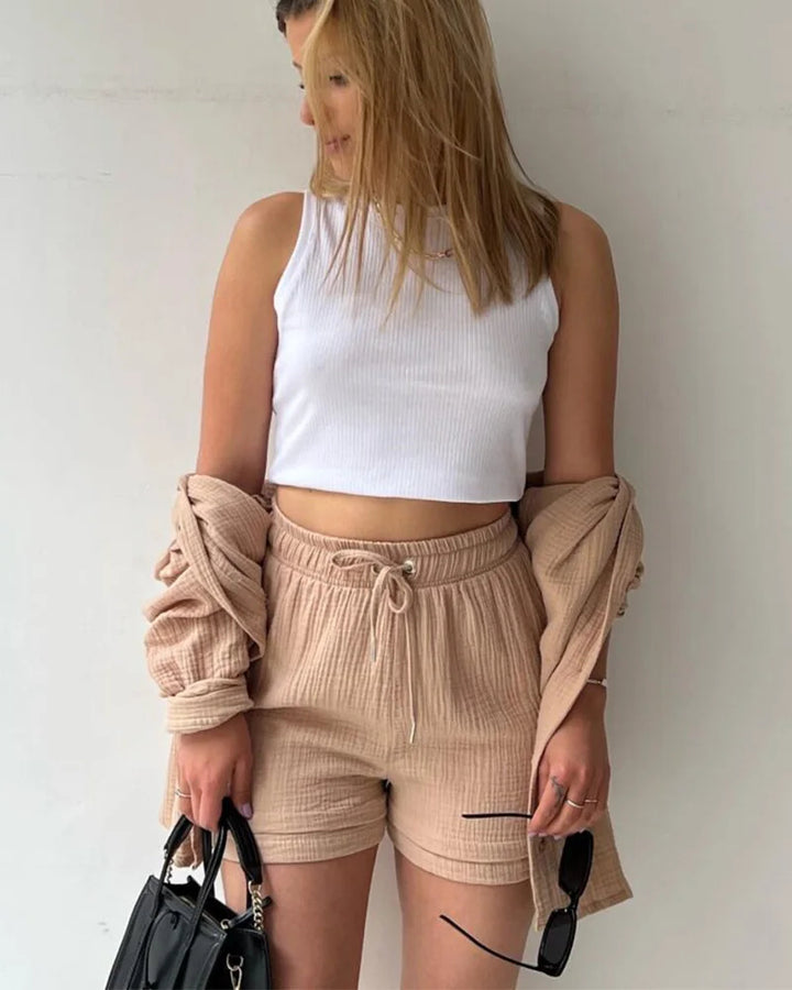 Adelie™ 2-delt Sæt i Bomuld – Skjorte og Shorts