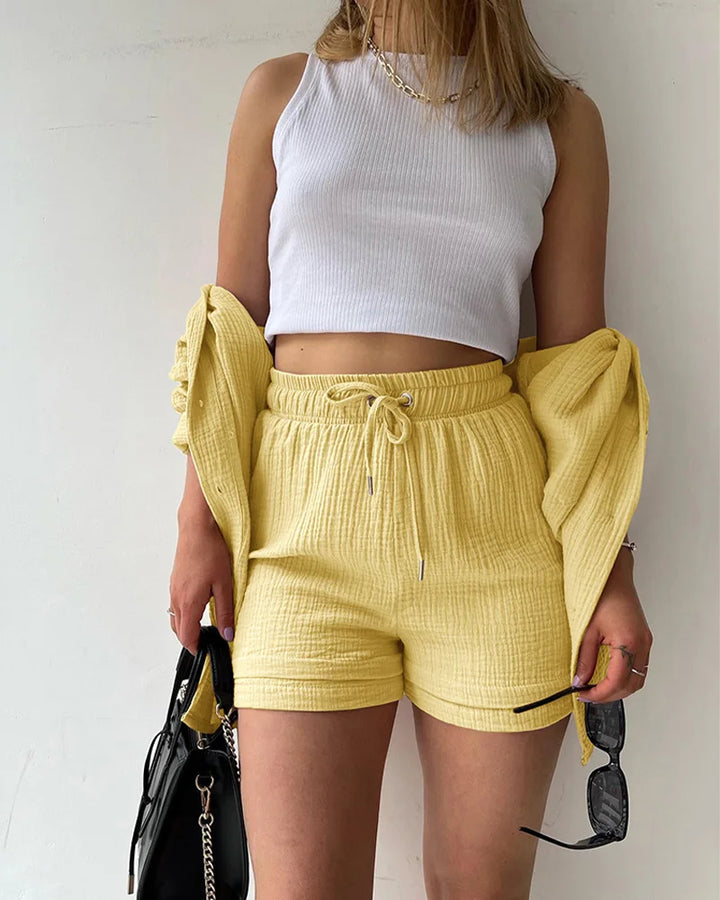 Adelie™ 2-delt Sæt i Bomuld – Skjorte og Shorts