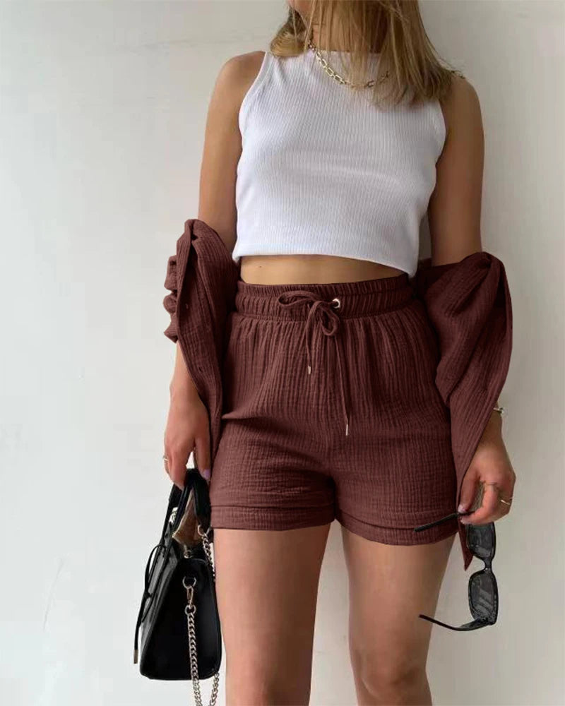 Adelie™ 2-delt Sæt i Bomuld – Skjorte og Shorts