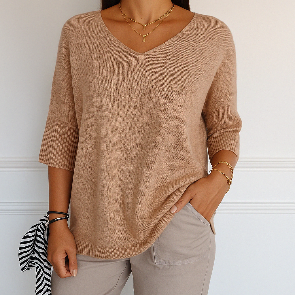 Anna™ V-udskåret Mesh-bluse