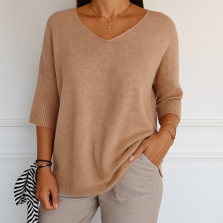 Anna™ V-udskåret Mesh-bluse
