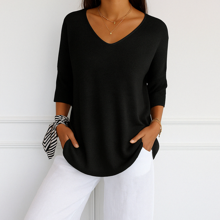 Anna™ V-udskåret Mesh-bluse