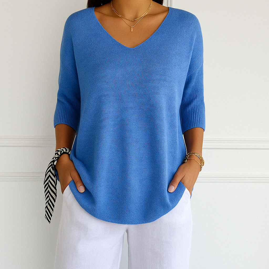 Anna™ V-udskåret Mesh-bluse