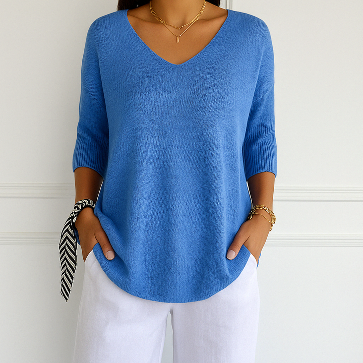 Anna™ V-udskåret Mesh-bluse
