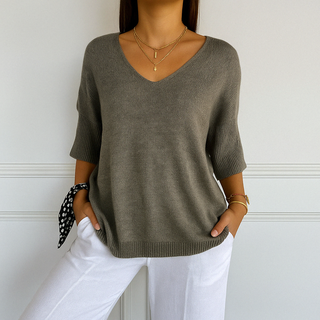 Anna™ V-udskåret Mesh-bluse