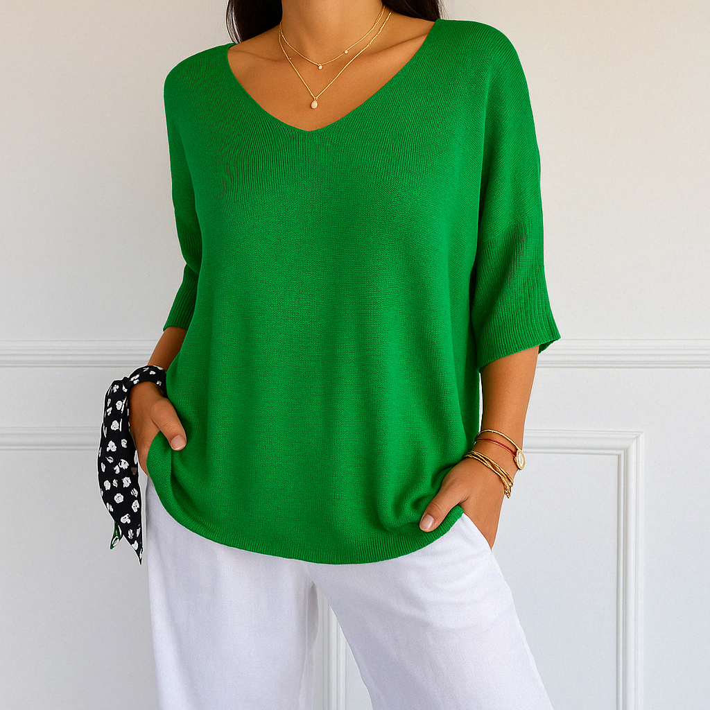 Anna™ V-udskåret Mesh-bluse