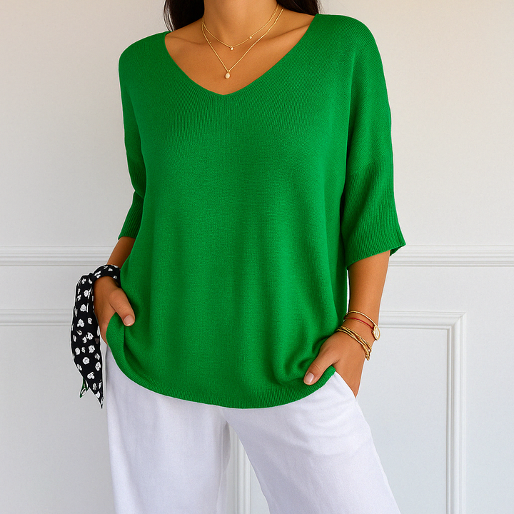 Anna™ V-udskåret Mesh-bluse