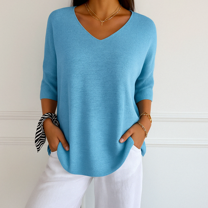 Anna™ V-udskåret Mesh-bluse