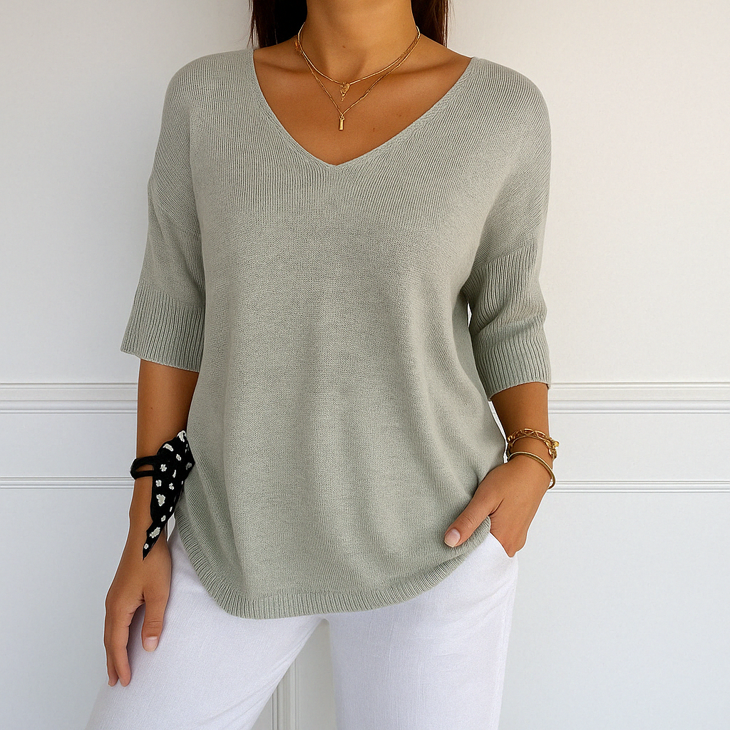 Anna™ V-udskåret Mesh-bluse