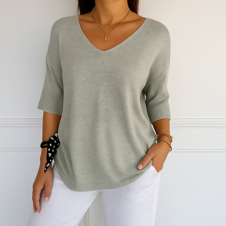 Anna™ V-udskåret Mesh-bluse