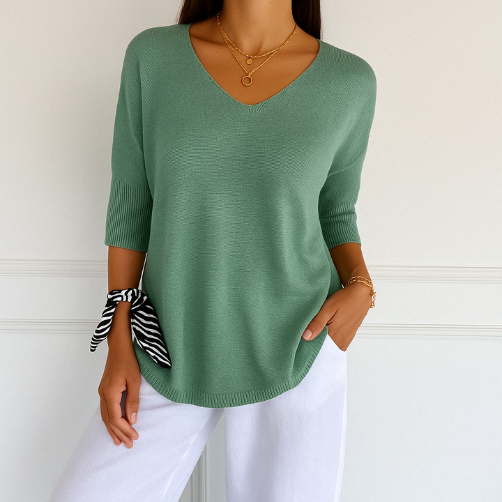 Anna™ V-udskåret Mesh-bluse