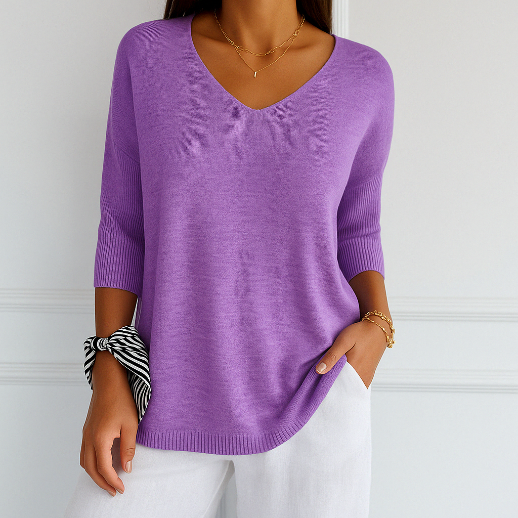 Anna™ V-udskåret Mesh-bluse