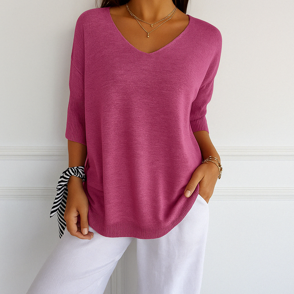 Anna™ V-udskåret Mesh-bluse
