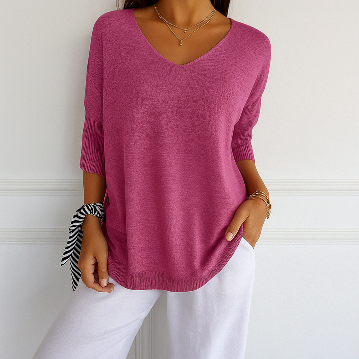 Anna™ V-udskåret Mesh-bluse